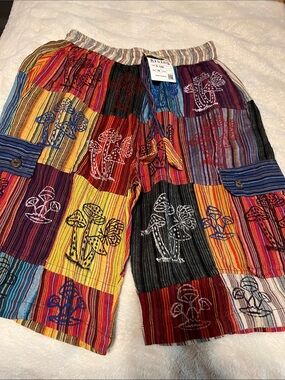Rising International Multicolor Patchwork Cargo Shorts
